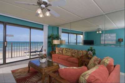 Living room with Oceanview, Sleeper Sofa, LCD TV, DVD